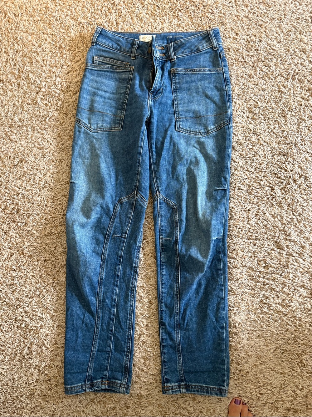 Anthropologie Pilcro the wanderer Blue Patch Pocket Straight-Leg Jeans size 25
